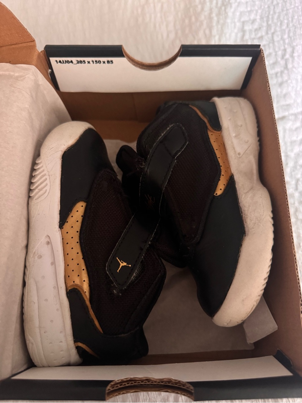 Jordan Kids Black and Gold Velcro Sneakers - Picture 4 of 5